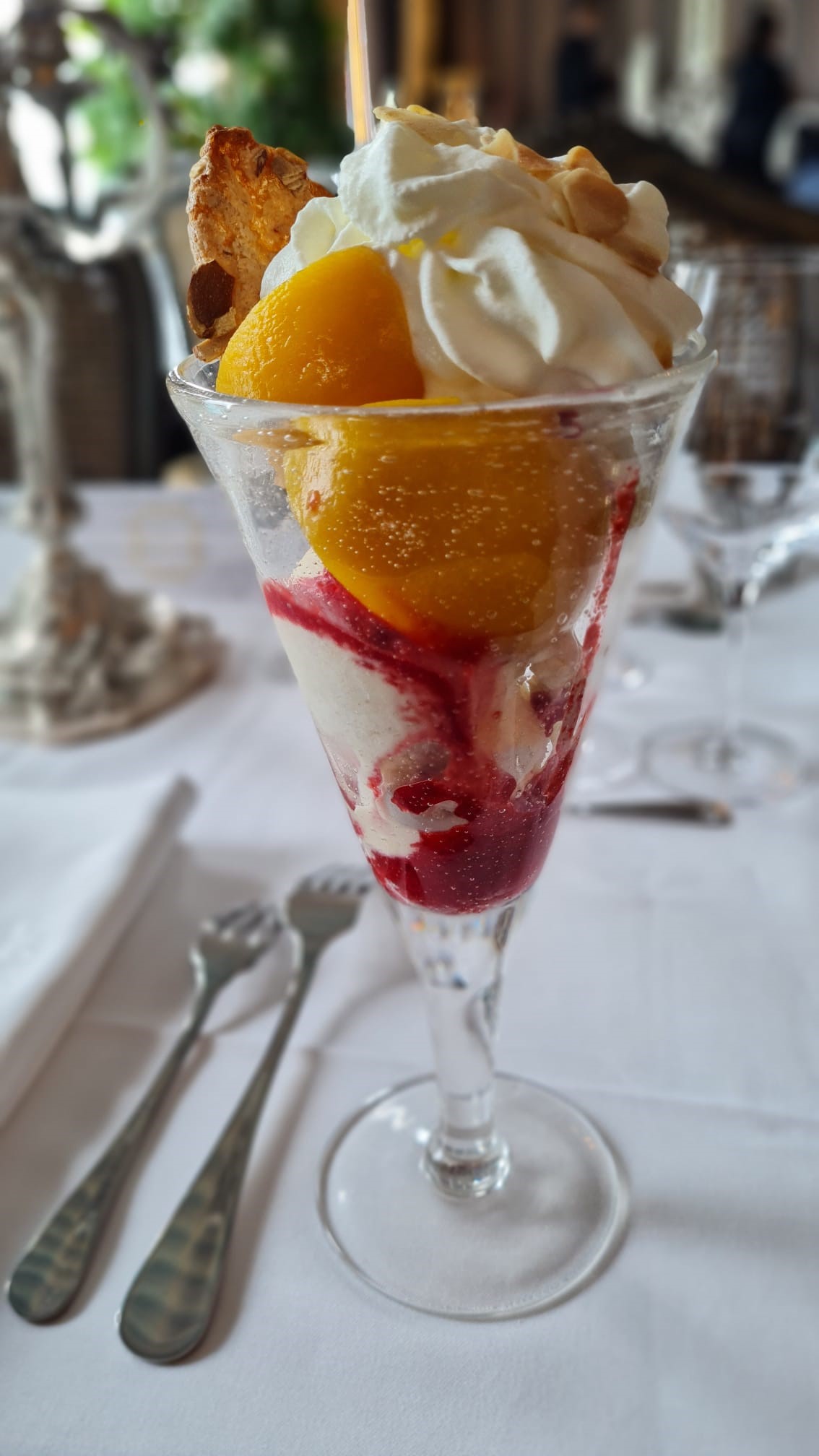 <p>Peach Melba, Auguste Escoffier’s homage to the singer Nellie Melba</p>
