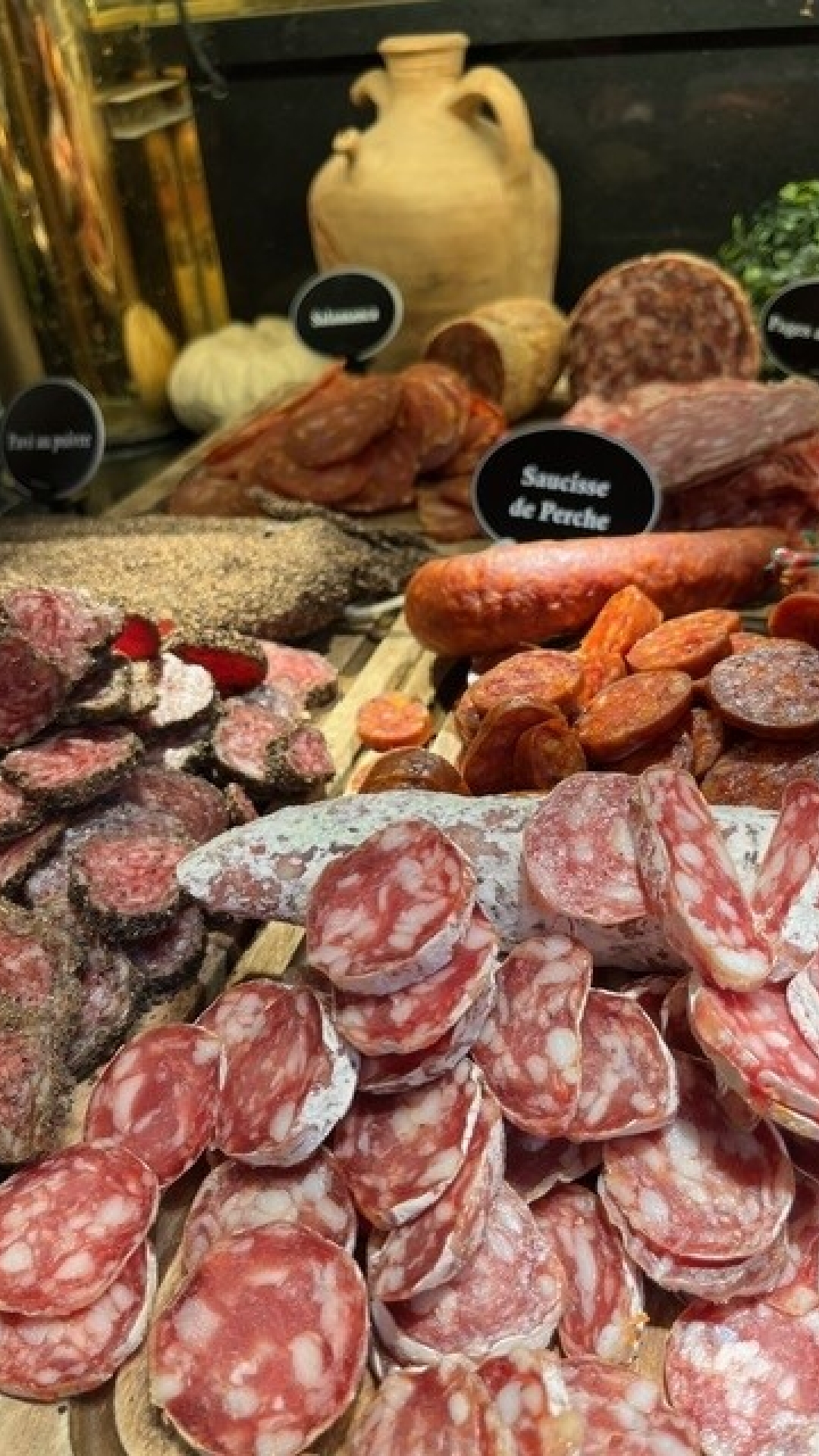 <p>A humongous choice of cooked meats</p>
