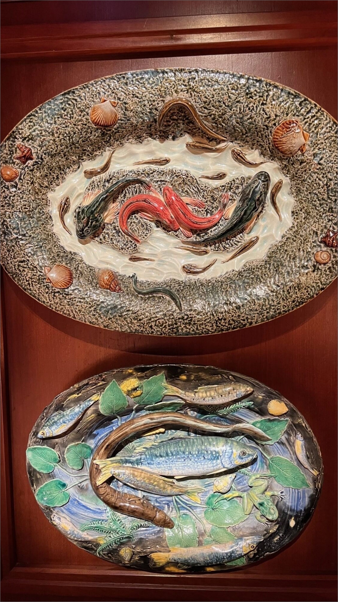 <p>Collection of 19th century ceramics inspired by Bernard Palissy </p>
