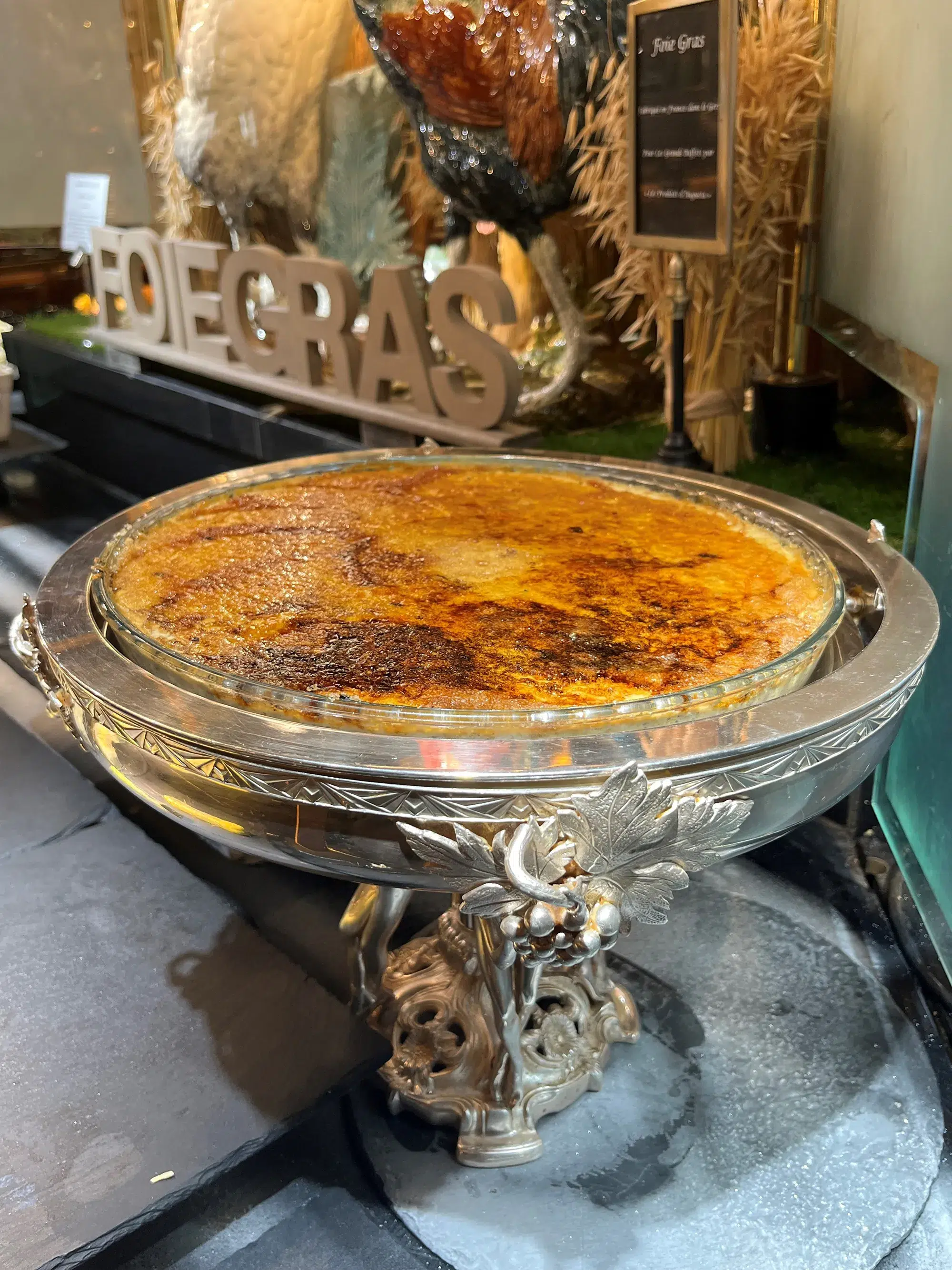 <p>Foie gras crème brûlée with porto sauce</p>
